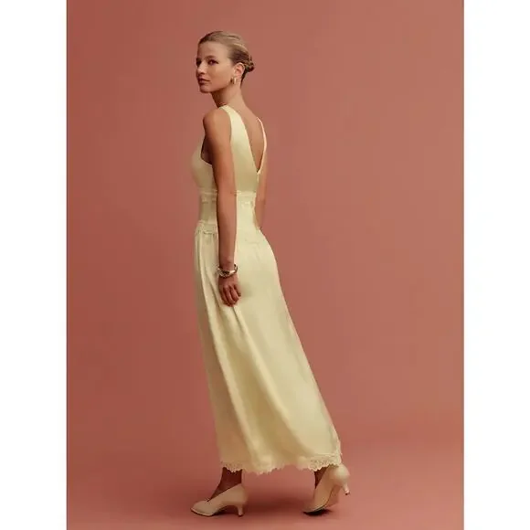 Reformation Stasia Silk Dress Blonde - Picture 7 of 16